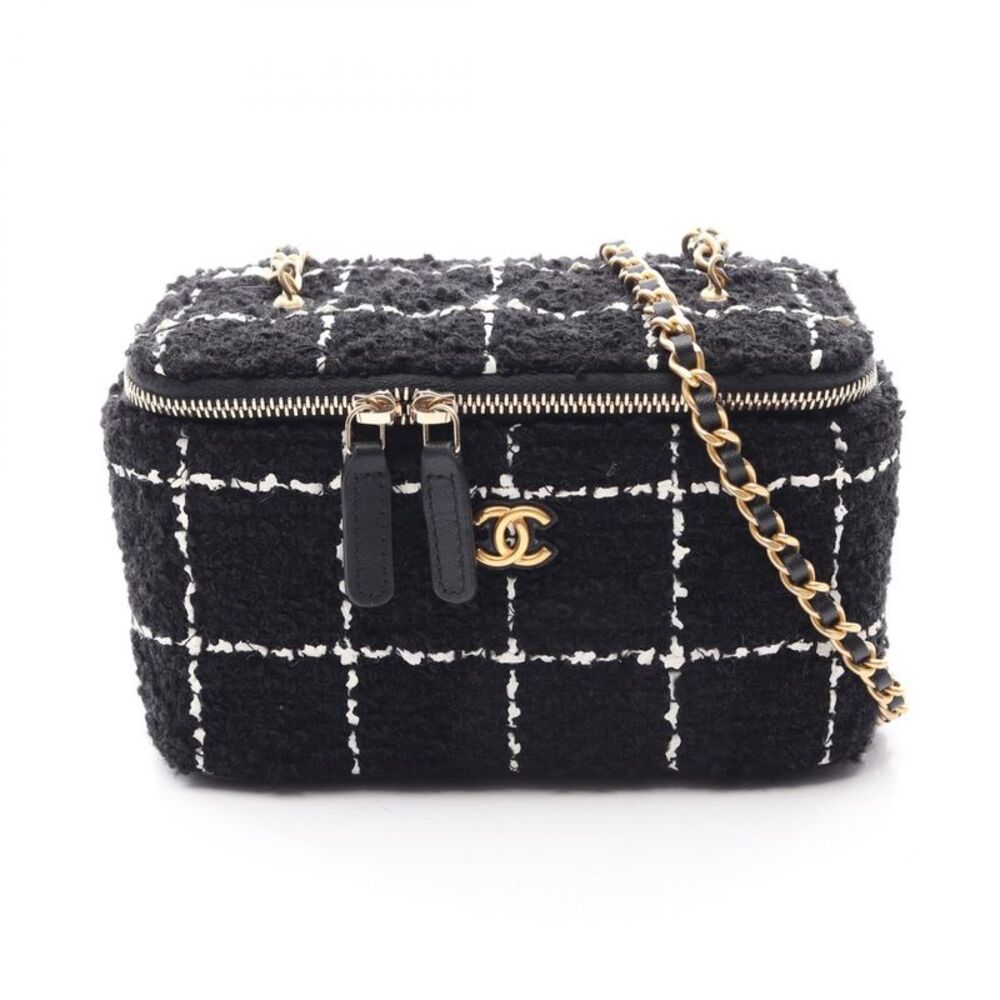 Chanel Coco Mark Fabric Leather Shoulder Bag